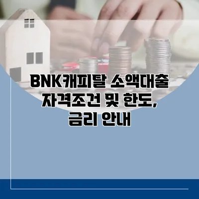 BNK캐피탈 소액대출 자격조건 및 한도, 금리 안내