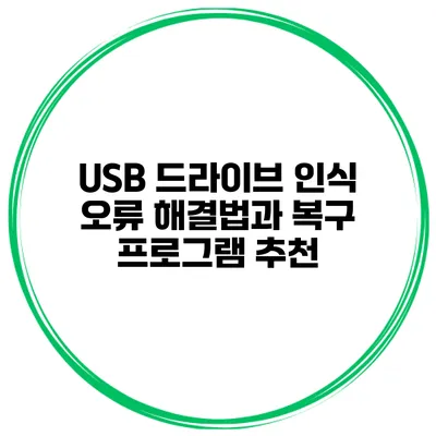 USB 드라이브 인식 오류 해결법과 복구 프로그램 추천