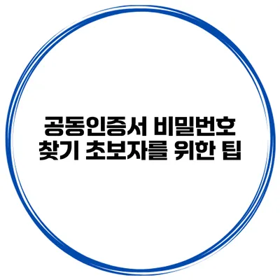 공동인증서 비밀번호 찾기 초보자를 위한 팁