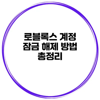 로블록스 계정 잠금 해제 방법 총정리