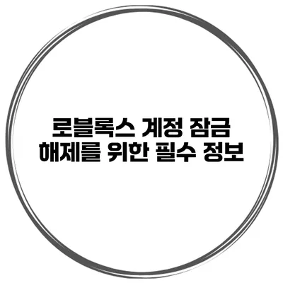 로블록스 계정 잠금 해제를 위한 필수 정보