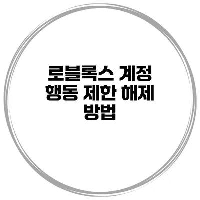 로블록스 계정 행동 제한 해제 방법