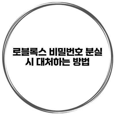 로블록스 비밀번호 분실 시 대처하는 방법