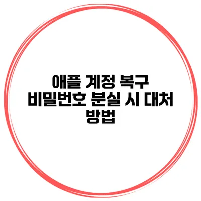 애플 계정 복구 비밀번호 분실 시 대처 방법
