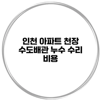인천 아파트 천장 수도배관 누수 수리 비용