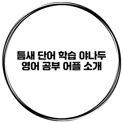 틈새 단어 학습 야나두 영어 공부 어플 소개
