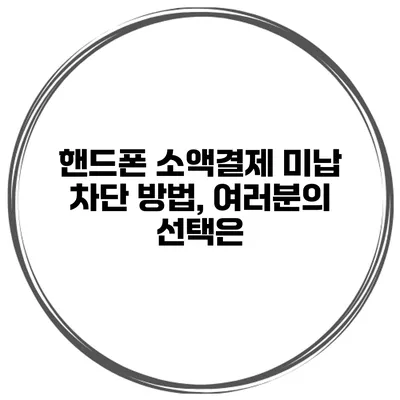 핸드폰 소액결제 미납 차단 방법, 여러분의 선택은?
